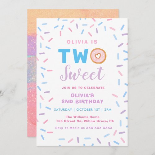 Two Sweet 2nd Birthday  Invitation