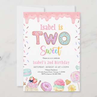Two Sweet 2nd Birthday Invitation