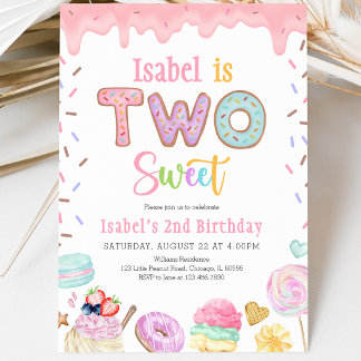 Two Sweet 2nd Birthday Invitation