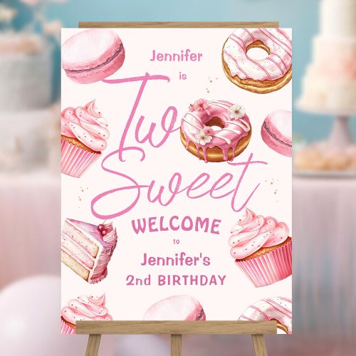 TWO Sweet 2nd Birthday Party Girls Pink Donut  Foam Board