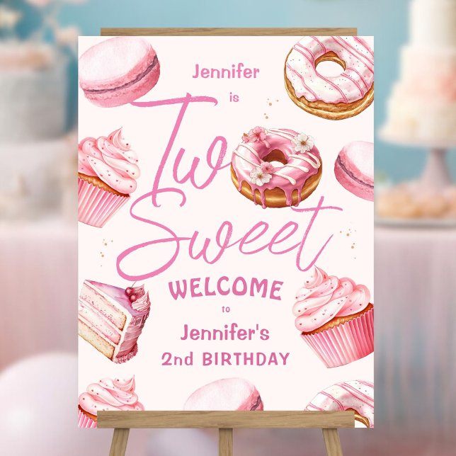 TWO Sweet 2nd Birthday Party Girls Pink Donut  Foam Board (Creator Uploaded)