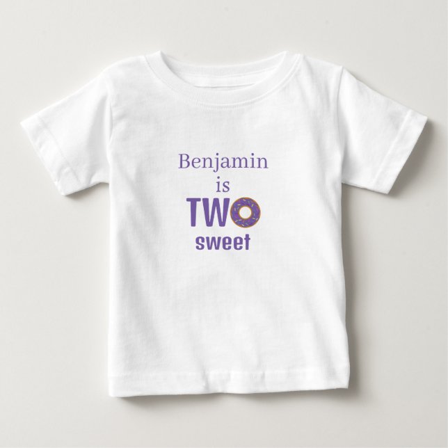 Two Sweet 2nd Birthday Purple Donut Baby T-Shirt (Front)