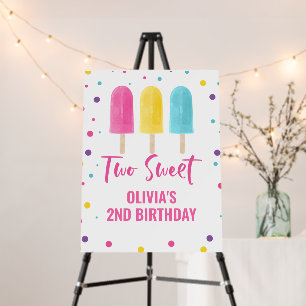 Two Sweet 2nd birthday Rainbow Ice Pop Foam Board
