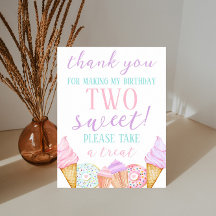 TWO Sweet 2nd Birthday Treat Sign