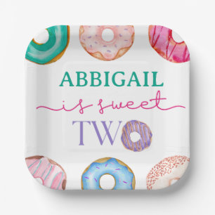 Two Sweet 2nd Donut Theme Birthday Paper Plates