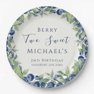 Two Sweet Berry Blueberry 2nd Birthday Boy Paper Plates