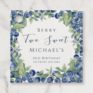Two Sweet Berry Blueberry 2nd Birthday Boy Party Favor Tags