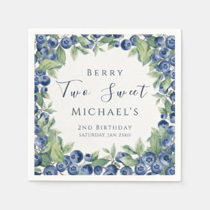 Two Sweet Berry Blueberry 2nd Birthday Boy Party Napkins