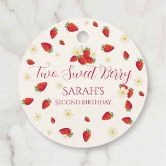Two Sweet Berry Strawberry 2nd Birthday Favor Tags