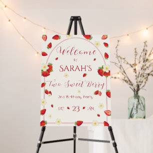 Two Sweet Berry Strawberry 2nd Birthday Welcome Foam Board