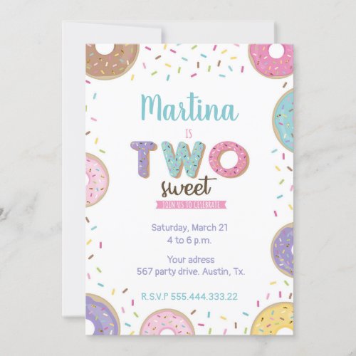 Two sweet birthday donut invitation