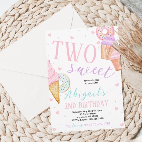 TWO Sweet Birthday Invitation