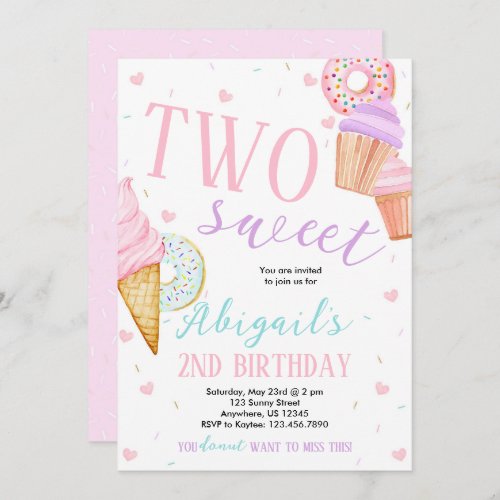 TWO Sweet Birthday Invitation