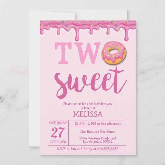 Two Sweet Birthday Invitation (Front)