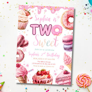 Two Sweet Birthday Invite, 2nd Birthday Girl Donut Invitation