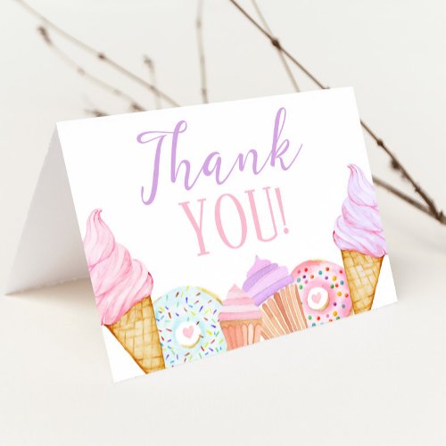 TWO Sweet Birthday Thank You Card