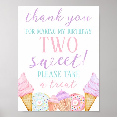 TWO Sweet Birthday Treat Sign