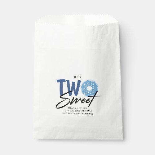 TWO Sweet Blue Doughnut Theme 2nd Birthday Party Favor Bag