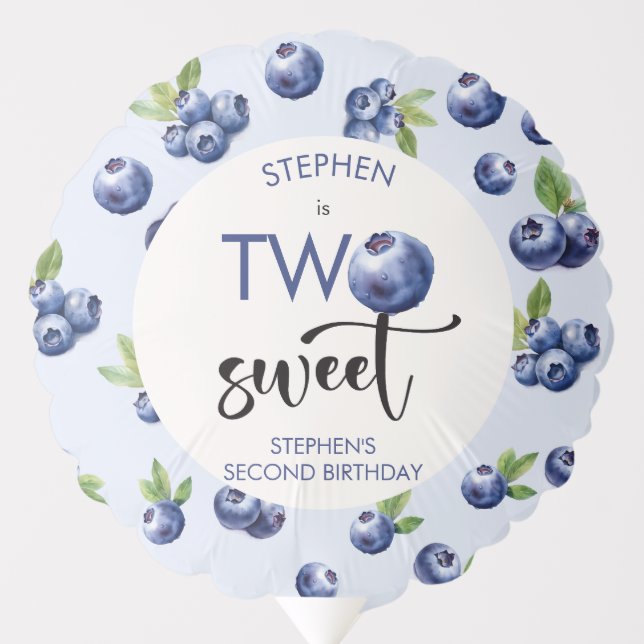 Two sweet blueberries kids birthday balloon (Front)