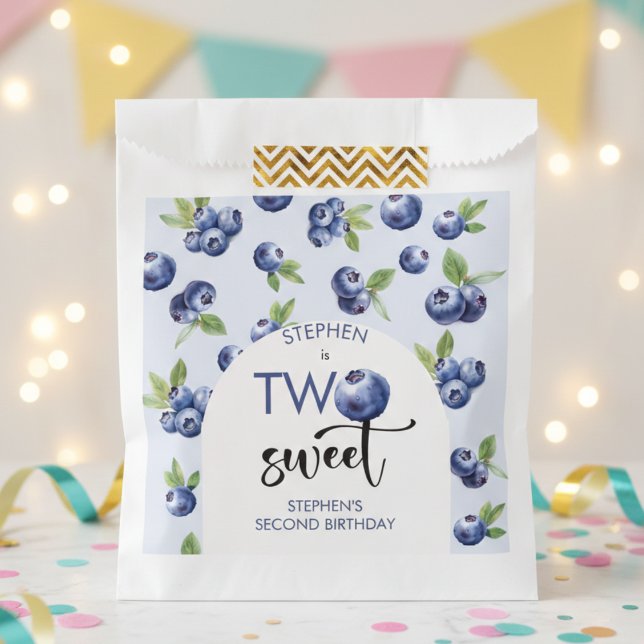 Two sweet blueberries kids birthday favor bag (Creator Uploaded)