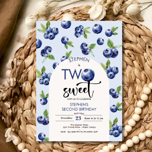 Two sweet blueberries kids birthday invitation