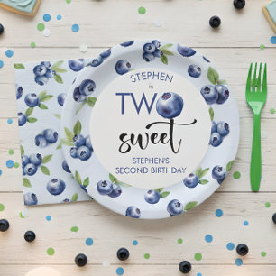 Two sweet blueberries kids birthday paper plates