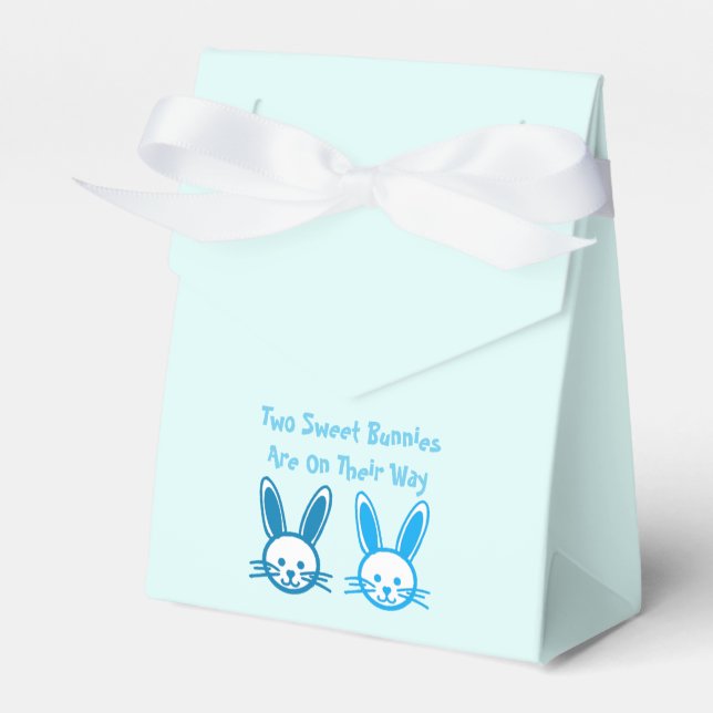 Two Sweet Bunnies Twin Boys Favor Boxes (Front Side)
