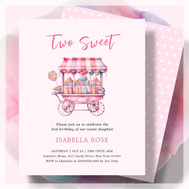 Two Sweet Candy 2nd Birthday Budget Invitation (Creator Uploaded)