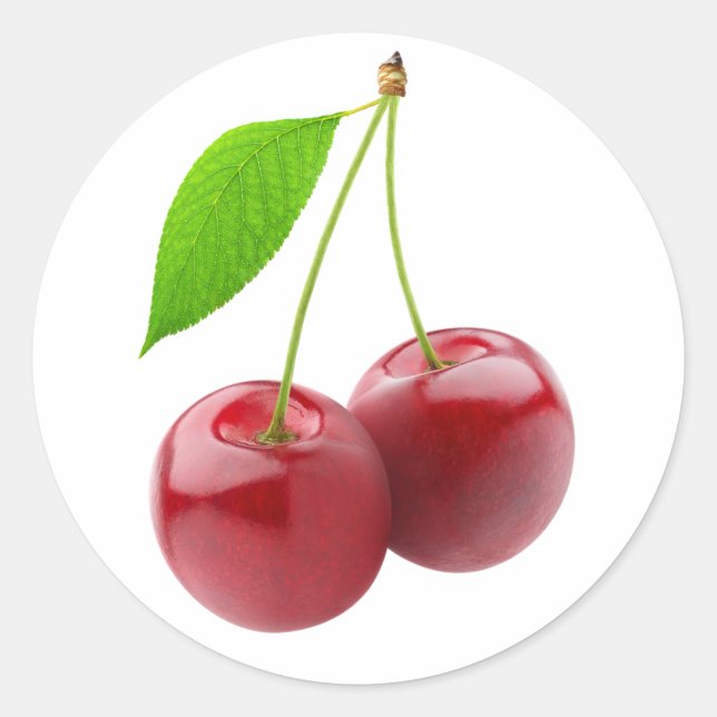 Two sweet cherries classic round sticker (Front)