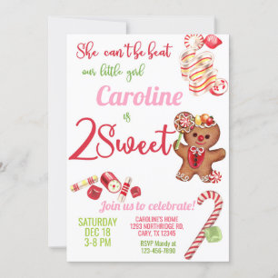 Two Sweet Christmas Cookies girl invitation. Invitation