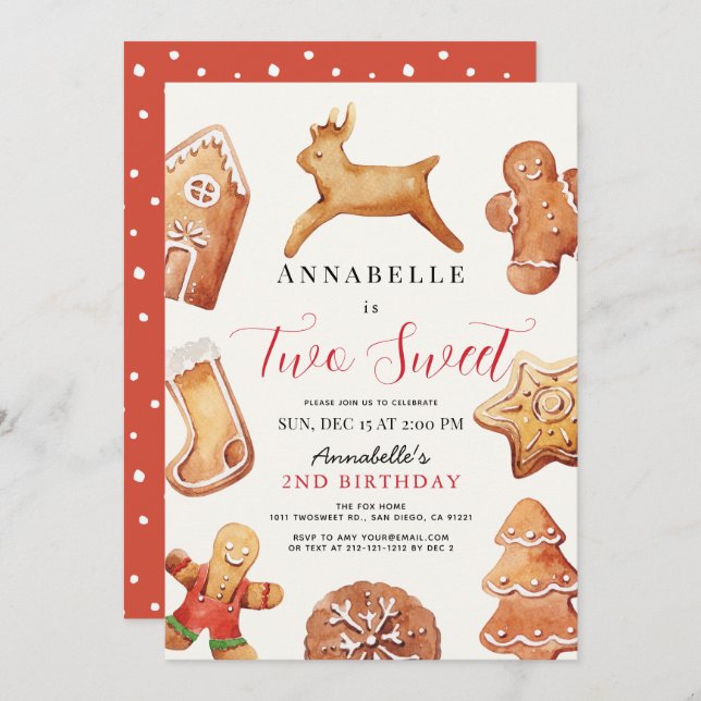 Two Sweet Christmas Holiday Cookie 2nd Birthday (Front/Back)