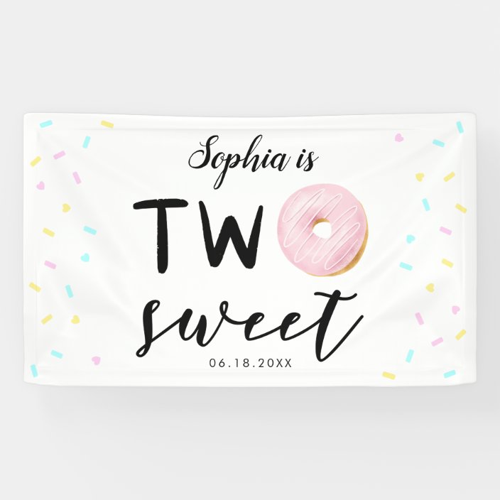 Two Sweet Colorful Donut 2nd Birthday Party Banner Zazzle Com
