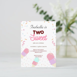 Two Sweet colorful ice cream Sprinkle 2nd Birthday Postcard