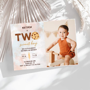 Two Sweet Cookie 2nd Birthday Party Photo Invitation