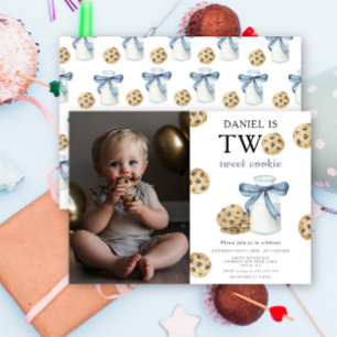 Two Sweet Cookie and Milk Birthday Party Invitation