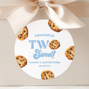 Two Sweet Cookies and Milk 2nd Birthday Party Classic Round Sticker