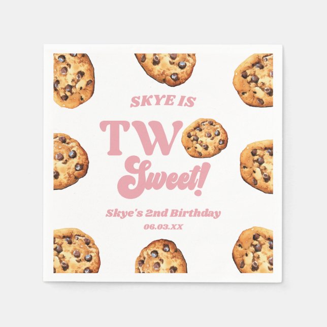 Two Sweet Cookies and Milk 2nd Birthday Party Napkins (Front)