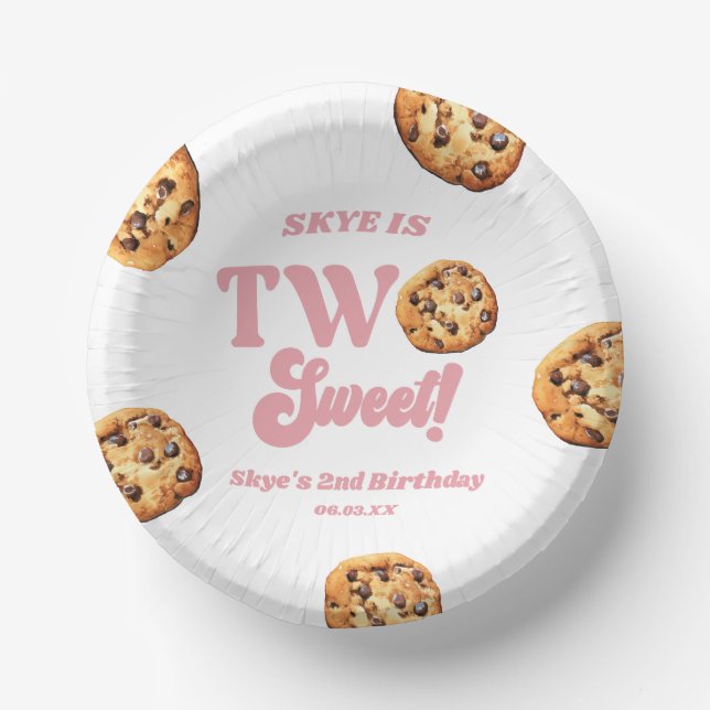 Two Sweet Cookies and Milk 2nd Birthday Party Paper Bowls (Front)
