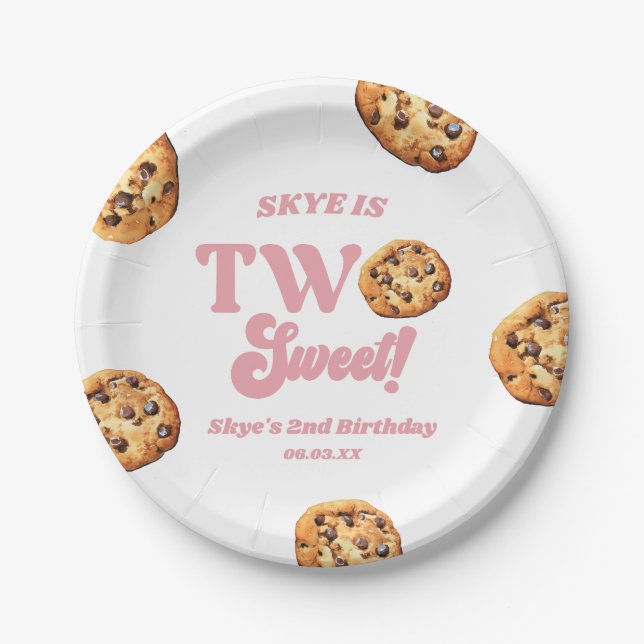 Two Sweet Cookies and Milk 2nd Birthday Party Paper Plates (Front)