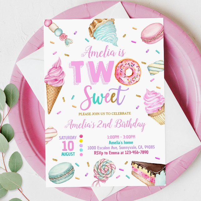Two Sweet Dessert Donut Birthday Invitation  (Creator Uploaded)