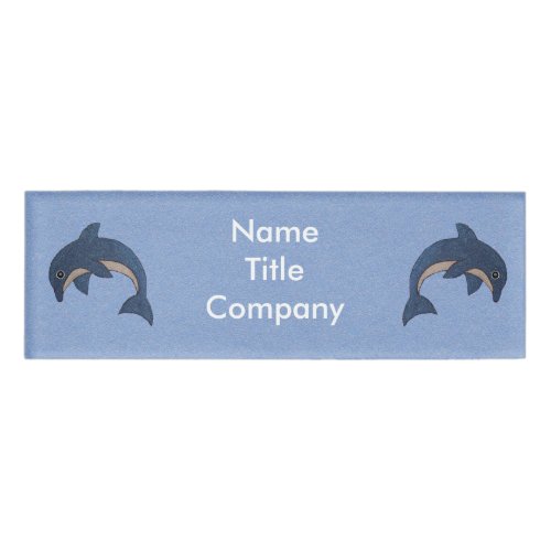 Two Sweet Diving Blue Sparkle Look Dolphins Name Tag