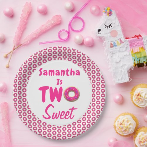 Two Sweet Donut 2nd Birthday Paper Plates