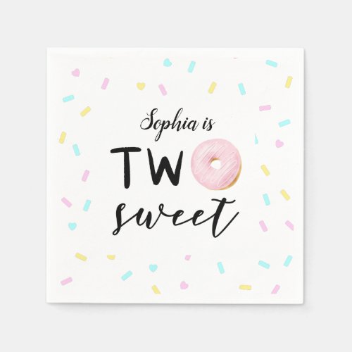 Two Sweet Donut 2nd Birthday Party Napkins