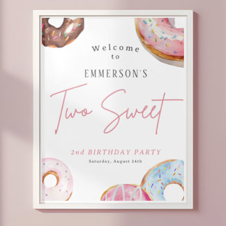 Two Sweet Donut 2nd Birthday Welcome Sign