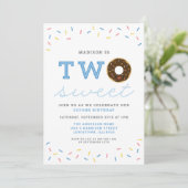 Two Sweet Donut and Sprinkles (Blue) 2nd Birthday Invitation (Standing Front)