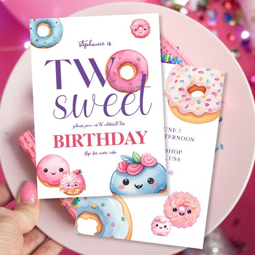Two Sweet Donut Birthday Invitation