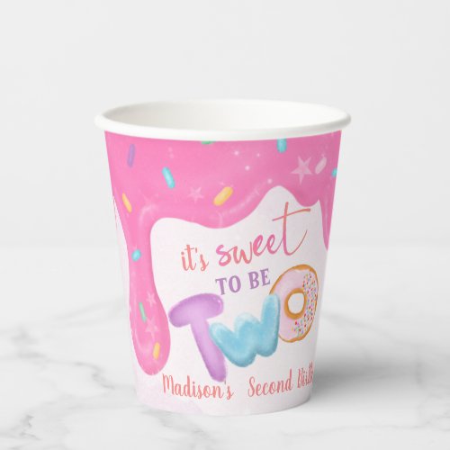 Two Sweet Donut Birthday  Paper Cups