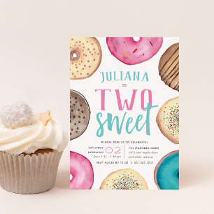 Two Sweet Donut Birthday Party Invitation