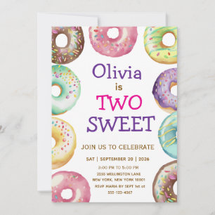 Two Sweet Donut Birthday Party Invitation