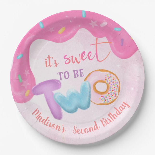 Two Sweet Donut Birthday Plate (Front)